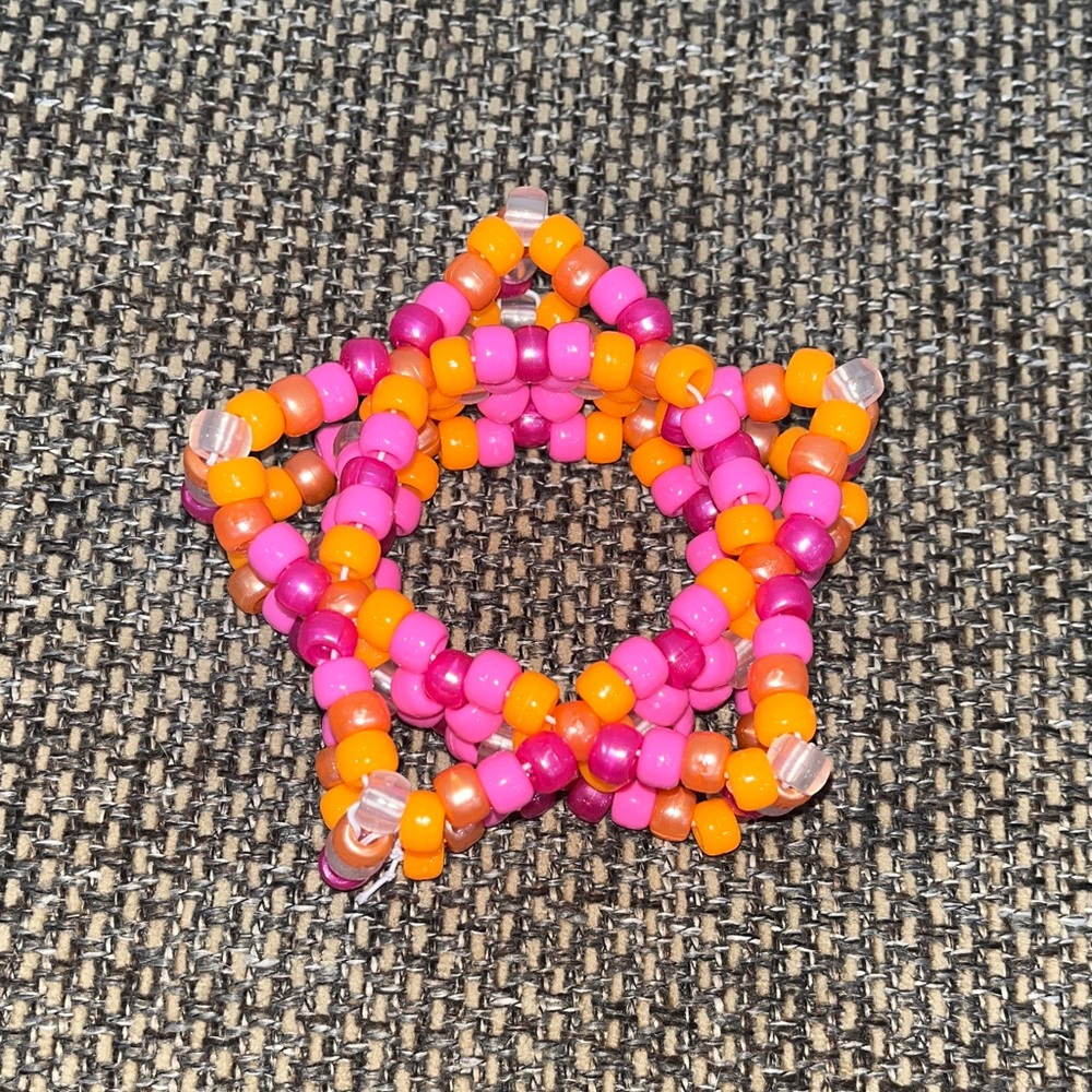 Vibrant Pink and Orange Star Bead Bracelet for Kids
